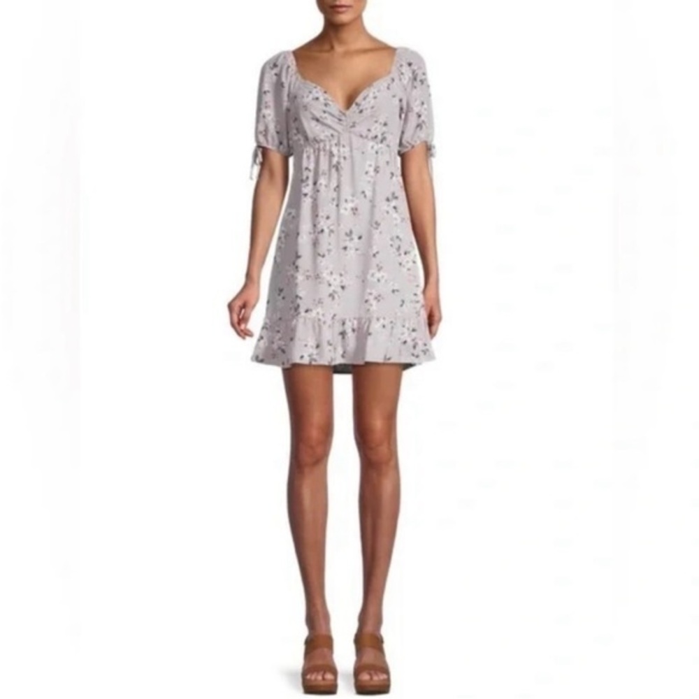 NWOT Socialite Lavender Purple Floral Babydoll Mini Dress Sweetheart Neck New